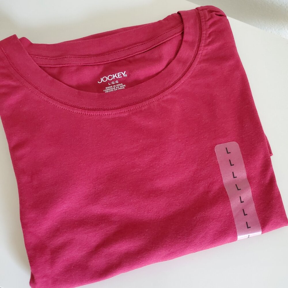 (NEW) Jockey Women's Organic Cotton Stretch Short Sleeve Tee, Size L